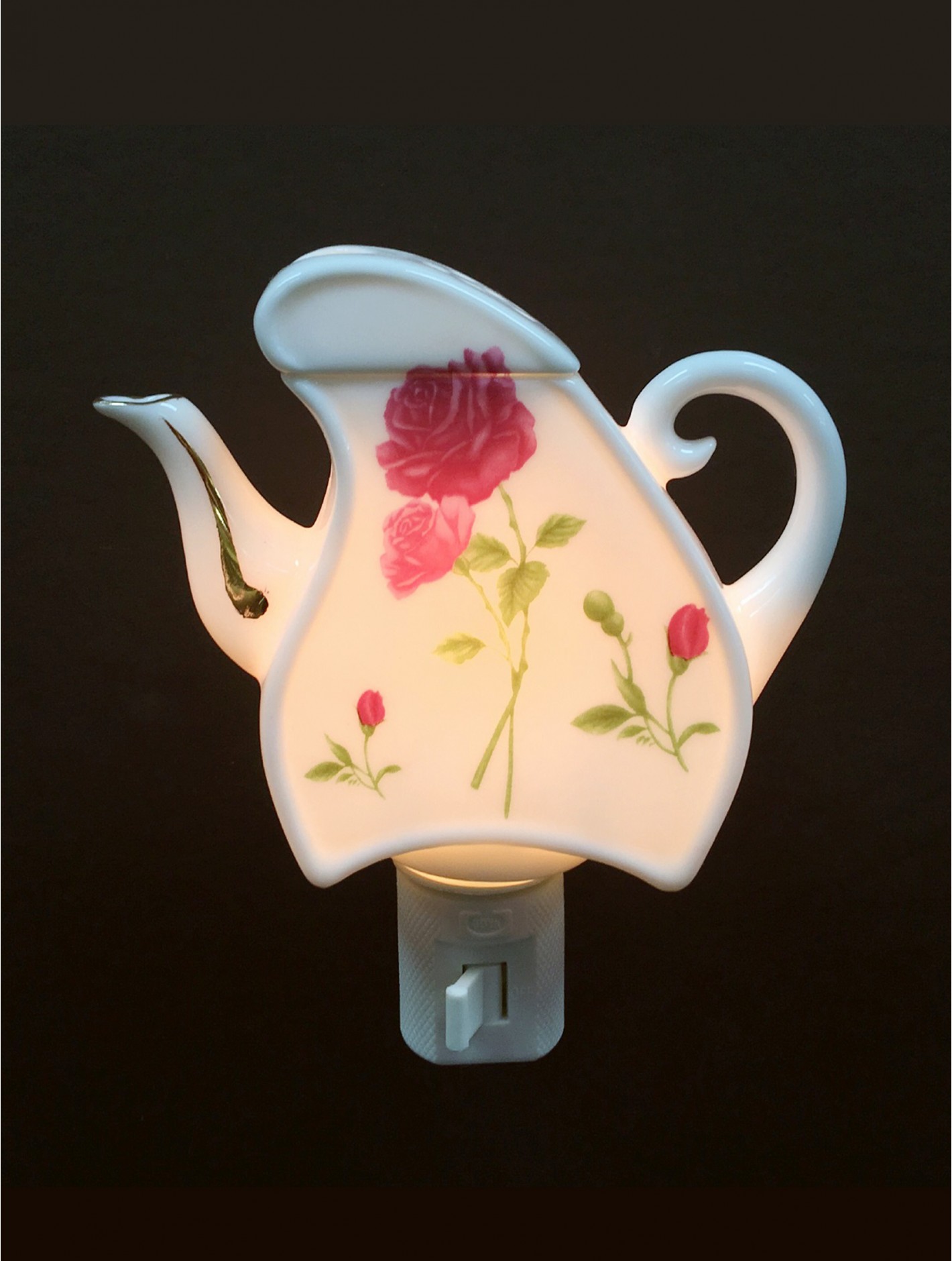 Porcelain Flower Tea Pot Night Light with Gift Box